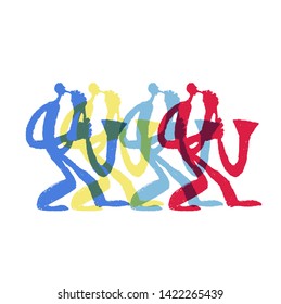 Four Saxophone Player on white background