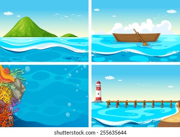 four scenes of the ocean