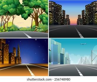 Four scenes of roads