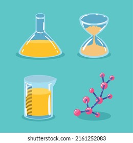 cuatro iconos de conjunto de análisis de ciencia