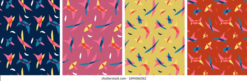 Four seamless abstract patterns. Bright colors.