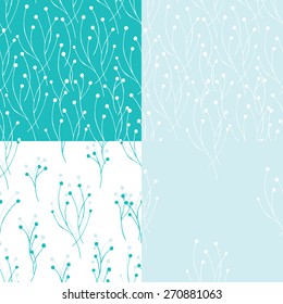 Four seamless background combined with each other in light blue, white, aquamarine colors