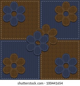 four seamless backgrounds and scrapbook flowers