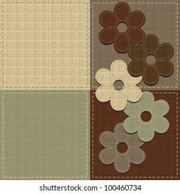 four seamless backgrounds and scrapbook flowers