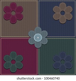 four seamless backgrounds and scrapbook flowers