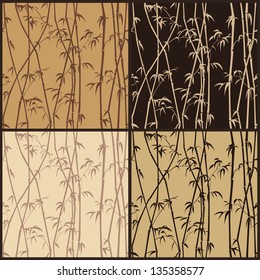 Four seamless bamboo texture in shades of brown