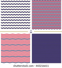 Four seamless chevron patterns. Great for surface design, wrapping paper, fabric printing