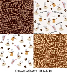 four seamless coffee patterns