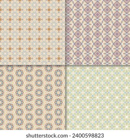 Four seamless color block patterns, background