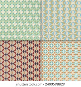 Four seamless color block patterns, background
