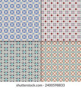 Four seamless color block patterns, background