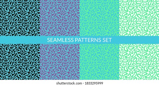 Four Seamless Colorful Abstract Pattern Set Vector Illustration Background Art