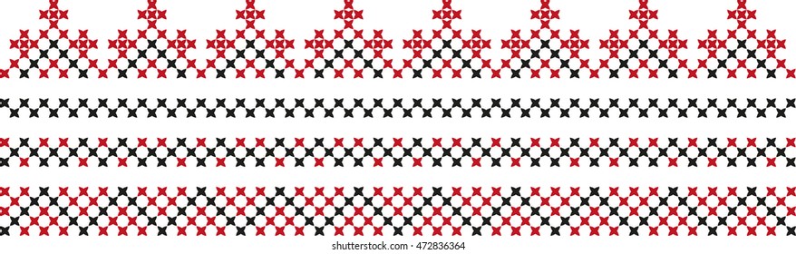 Four seamless embroidered borders