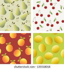 Four seamless fruits wallpapers