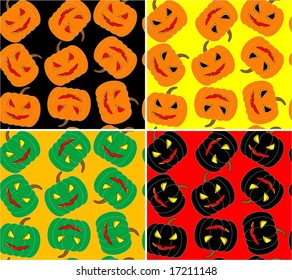 four seamless halloween pumpkin vector  background