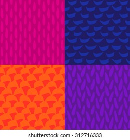 Four seamless ink and brush simple pattern