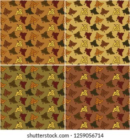 four seamless pattern with autumn leaves 