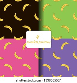 Four seamless patterns with bananas