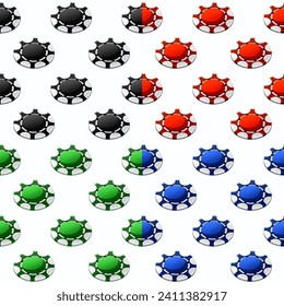 Four seamless patterns with Colored poker chips