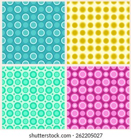 Four seamless patterns in retro colors, circles