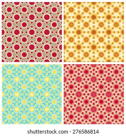 Four seamless patterns in retro colors, circles