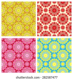 Four seamless patterns in retro colors, circles
