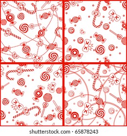 Four seamless patterns with sweets