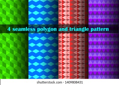 four seamless polygon and triangle patterns background