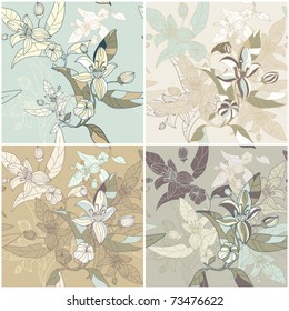 four seamless retro floral textures