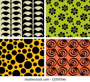 four seamless retro patterns