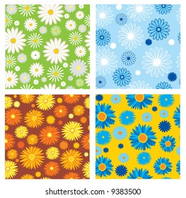 four seamless textures of flowers