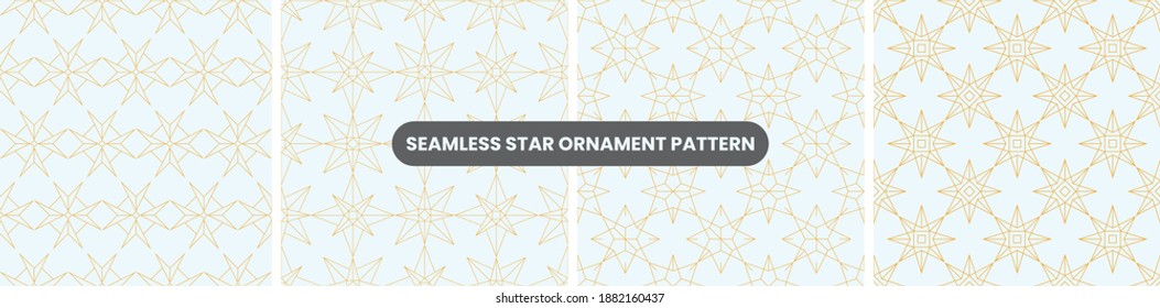 Four Seamless Vector Hand Drawn Star Ornament Background Patterns