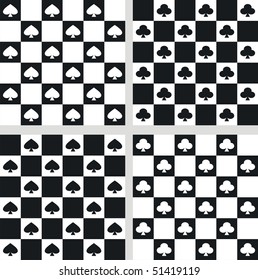 Four seamless vector textures with trefoils and spades