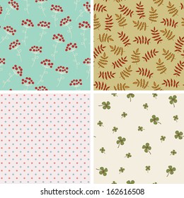 Four seamless wallpapers. Hand drawn patterns