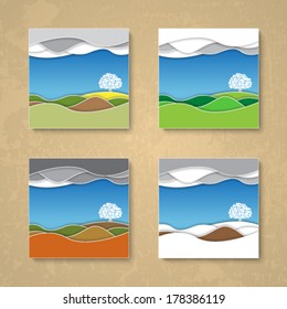 four season background cards vector