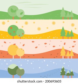 Four Season banner background as Spring, Summer, Autumn, Winter. Vector illustration design.