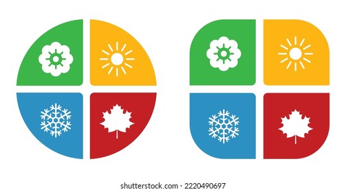 four season concept vector icon set - summer winter autumn spring 
