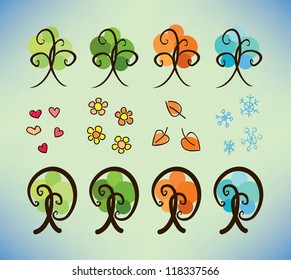 four season doodle trees