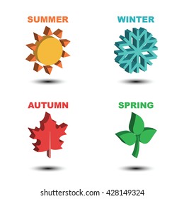four season isometric, vector logo elements