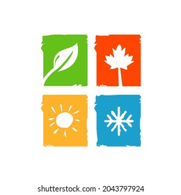 four season logo winter spring autumn summer vector illustration