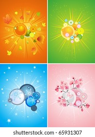  four season set, vector illustration