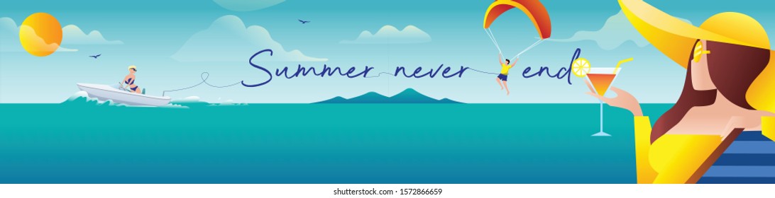 Four season summer holiday modern minimalist vector illustration freedom vacation 