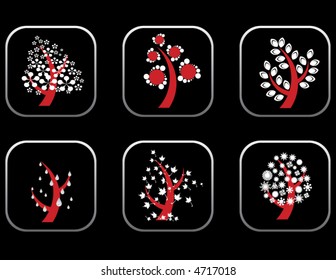Four season Tree Icon Vector
