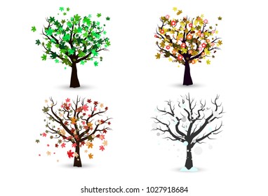 Four Season Trees Isolated Nature Environment Stock Vector (Royalty ...