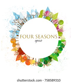 Four Season trees set in circle frame