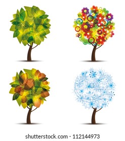 Four season trees. Spring, summer, autumn, winter