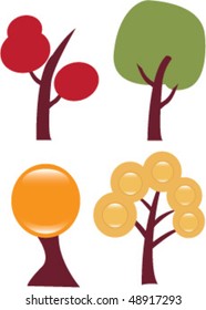 four season trees. vector