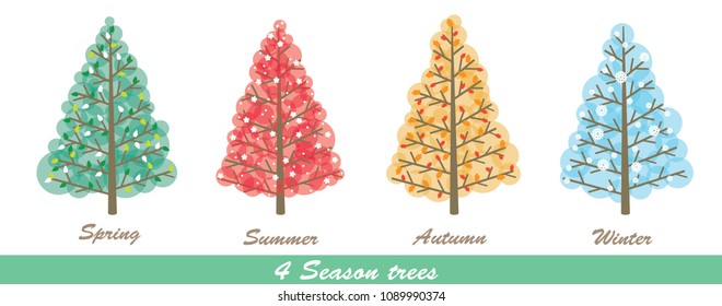 Four season trees vector design for decoration.