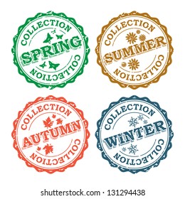 Four season vector stamps collection.