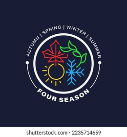 Four season weather icon logo vector. Abstract spring, summer, winter, autumn symbol design concept